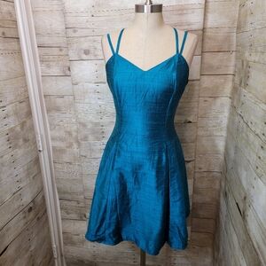 Perspective blue silk dress